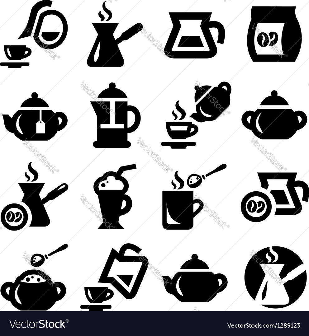 Coffee and tea icons set