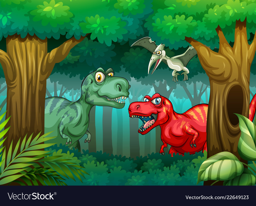 Dinosaur in the forest Royalty Free Vector Image