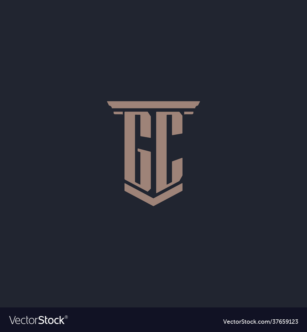 Gc initial monogram logo with pillar style design Vector Image Gc initial monogram logo with pillar style design