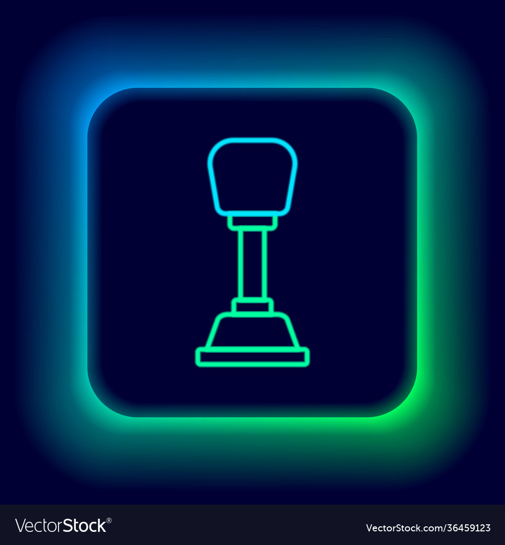 Glowing neon line gear shifter icon isolated