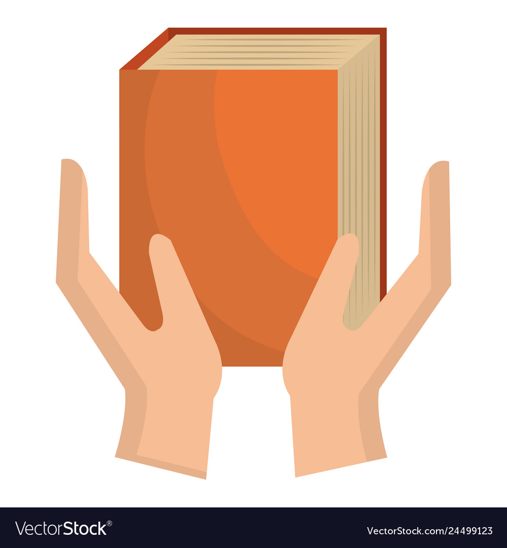 Hands with text book
