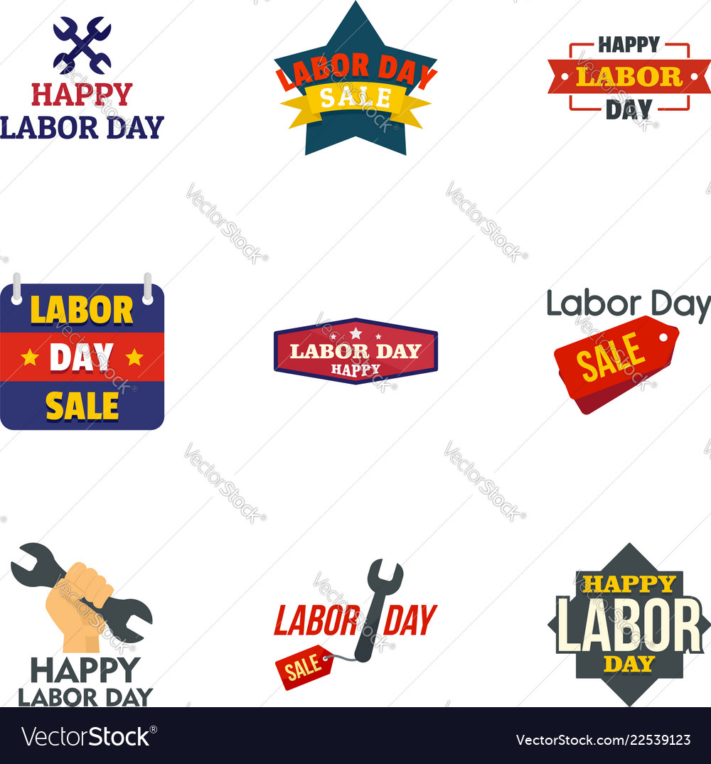 Labor day final sale logo set flat style Vector Image