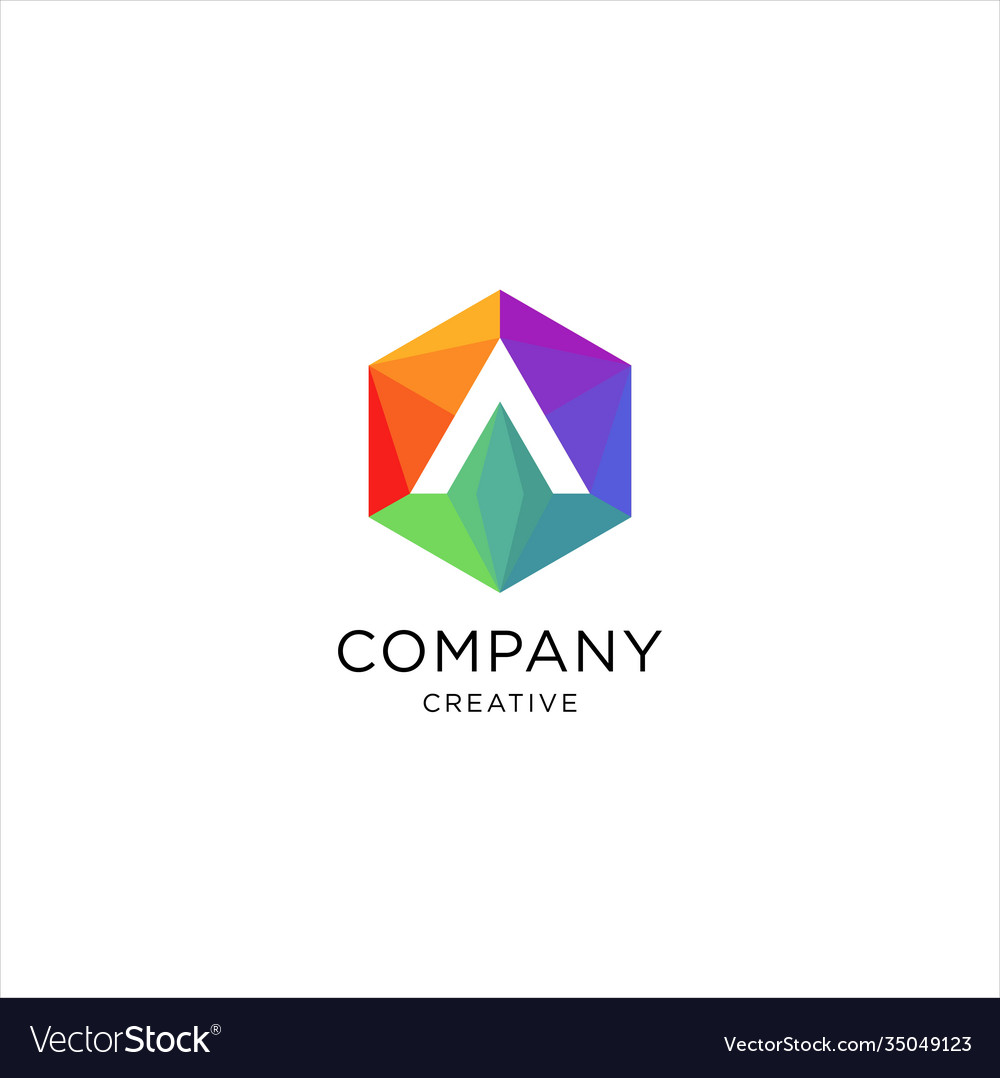 Letter a logo with hexagon Royalty Free Vector Image