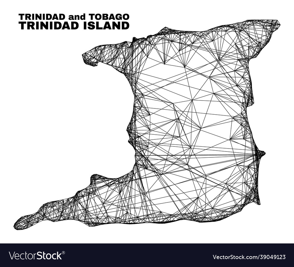 Linear irregular mesh trinidad island map vector image Linear irregular mesh trinidad island map