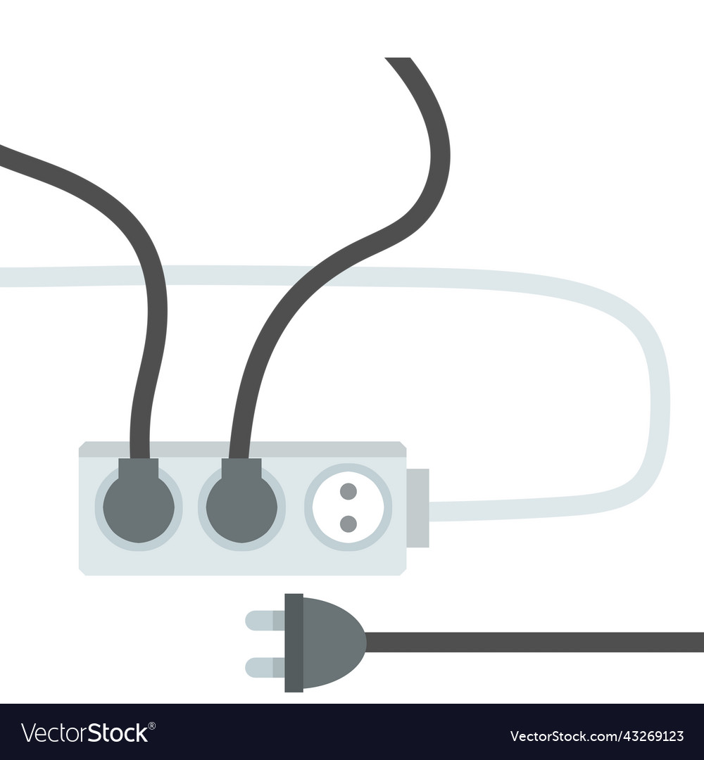Many outlets to plug with wires load on system vector image Many outlets to plug with wires load on system