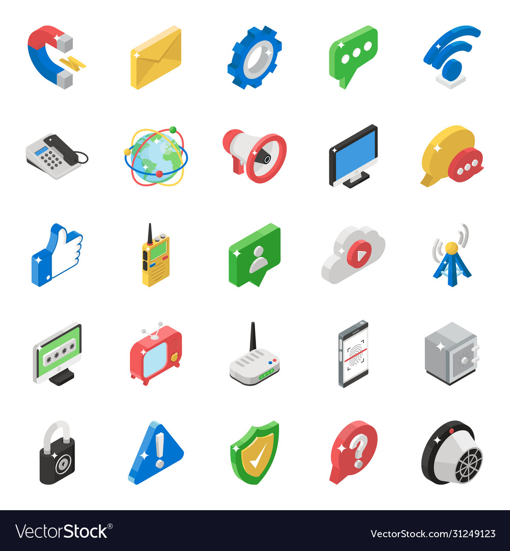Pack networking isometric icons