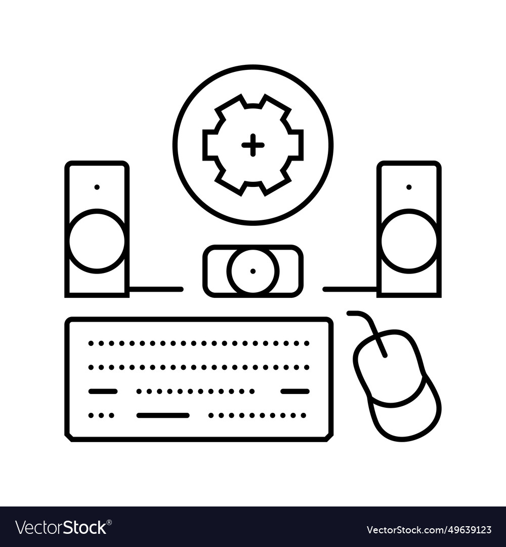 Peripheral setup repair computer line icon Vector Image Peripheral setup repair computer line icon