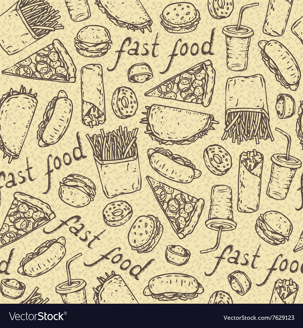 Seamless pattern with fast food