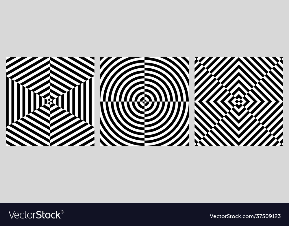 Set distorted lines pattern abstract illusion