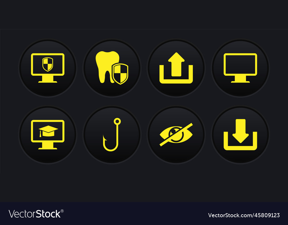 Set monitor with graduation cap computer vector image Set monitor with graduation cap computer