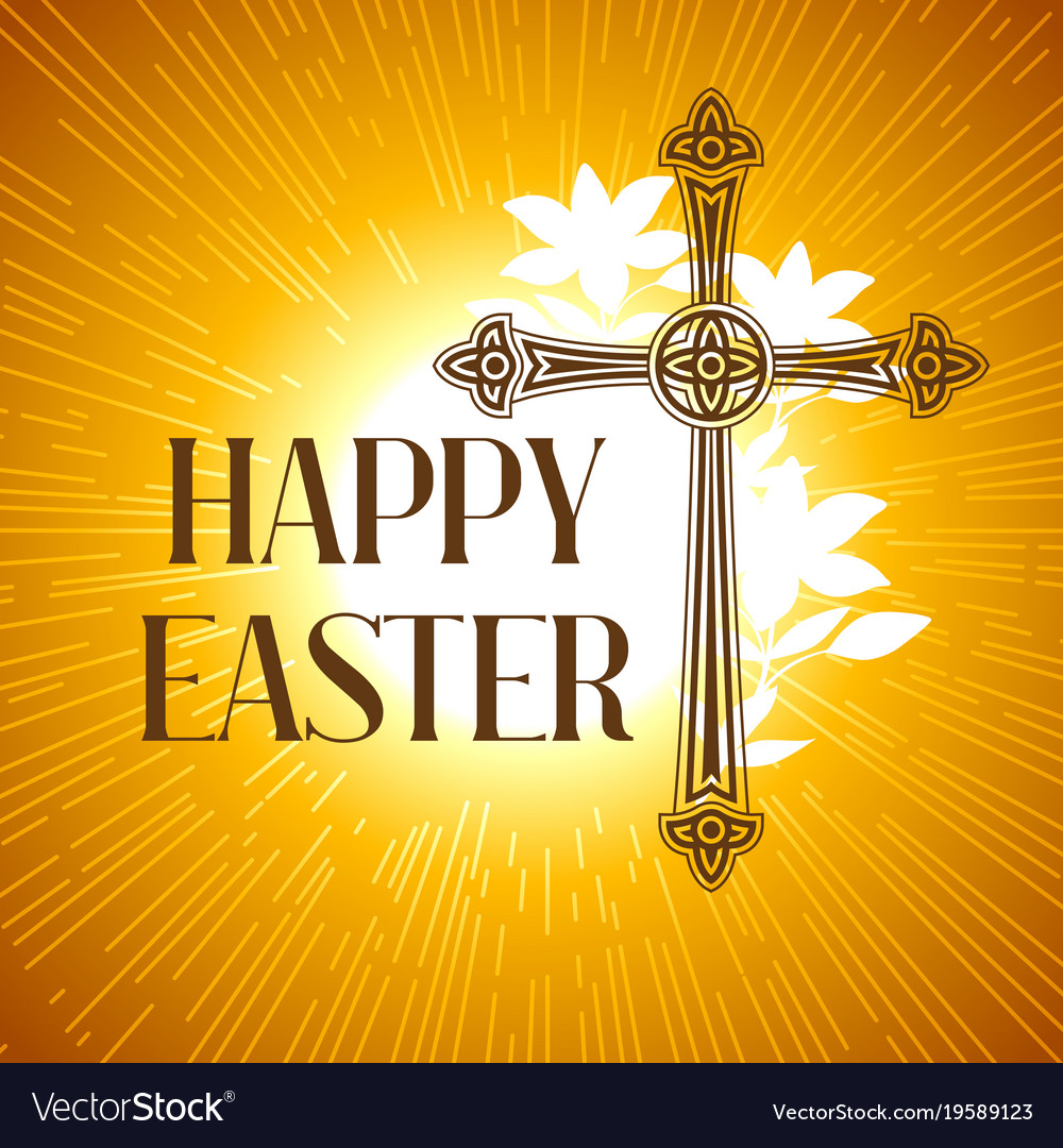 Silhouette of ornate cross happy easter concept Vector Image