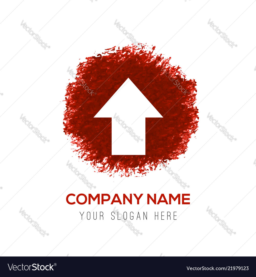 Upper arrow icon - red watercolor circle splash