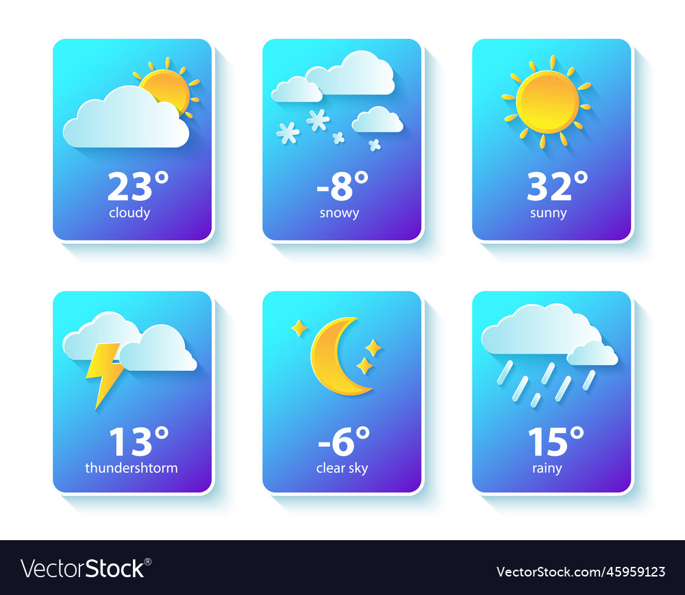 Website or mobile app ui icon set for weather