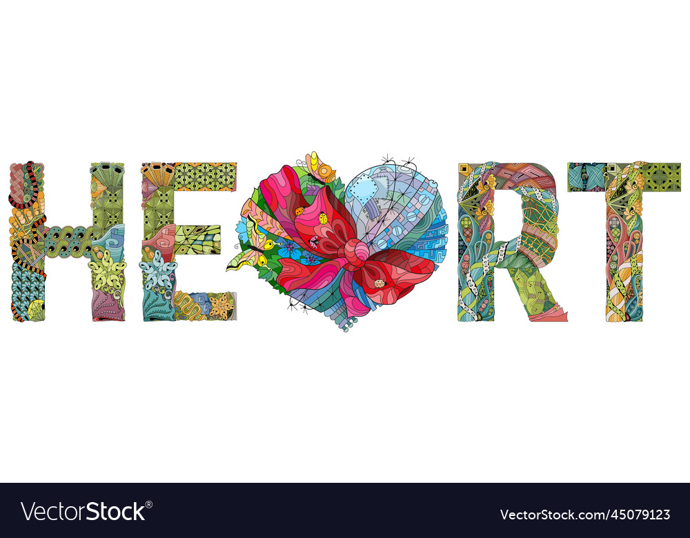 Word heart heart tied with a ribbon with a bow Vector Image