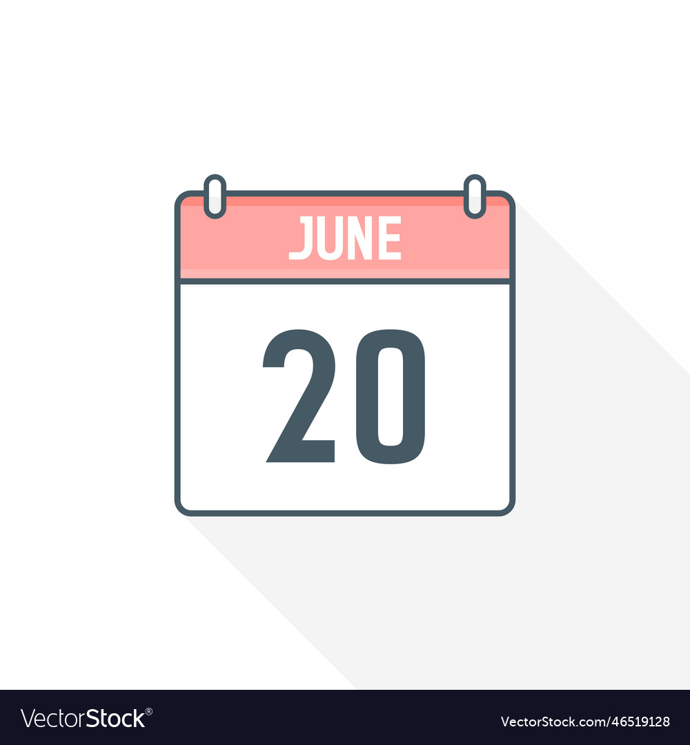 20th june calendar icon june 20 calendar date Vector Image
