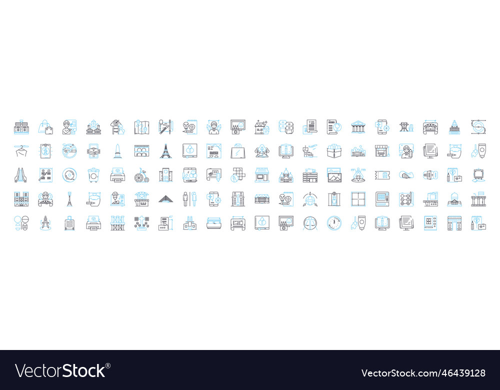 Architecture line icons set structure vector image Architecture line icons set structure
