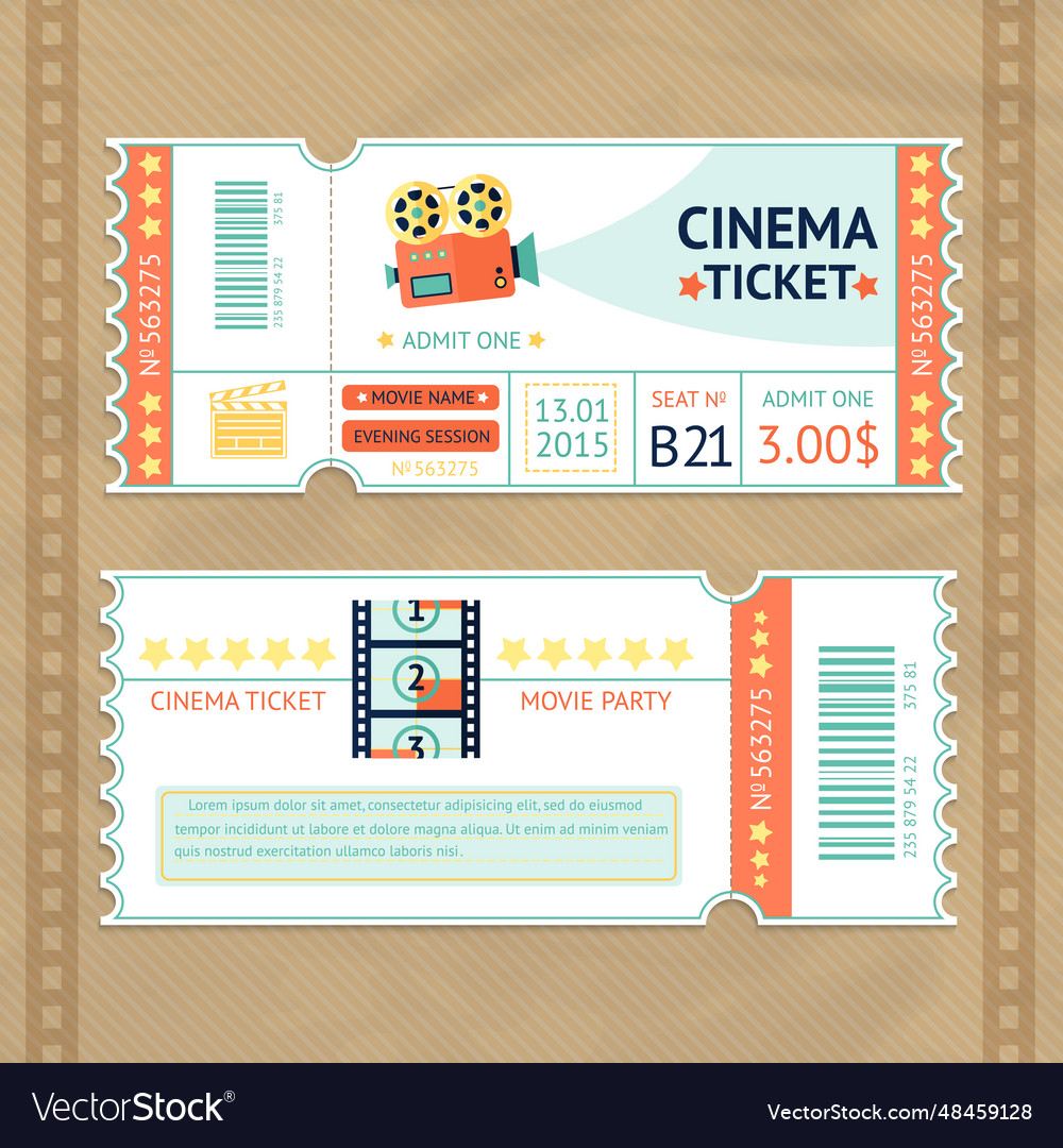 Cinema tickets set Royalty Free Vector Image - VectorStock