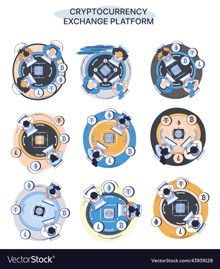Cryptocurrency exchange platform and blockchain vector image Cryptocurrency exchange platform and blockchain