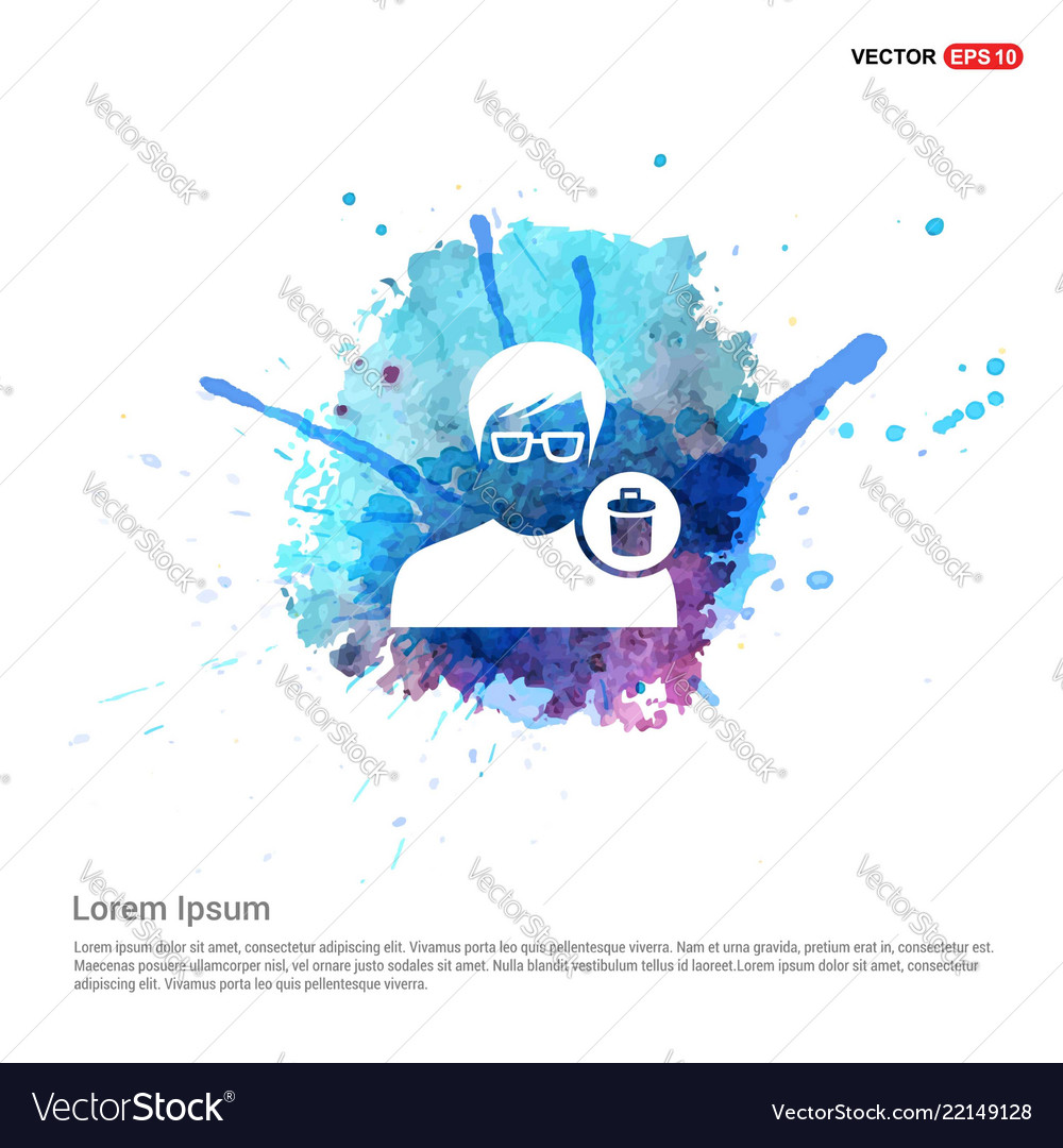Delete user icon - watercolor background vector image Delete user icon - watercolor background