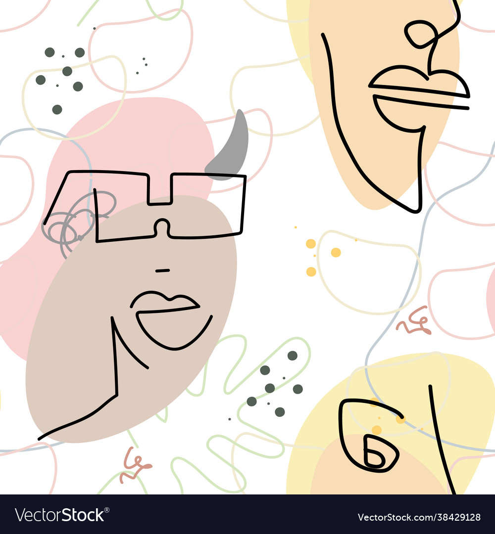 Face line pattern abstract drawing seamless print vector image Face line pattern abstract drawing seamless print