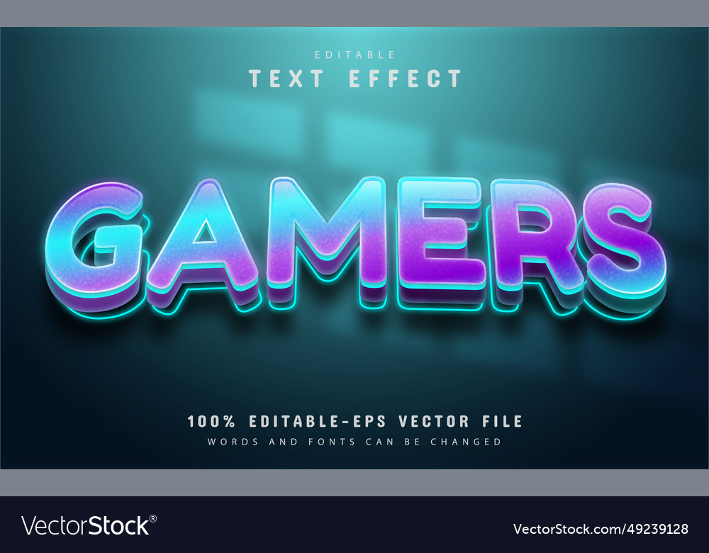 Gamers text shiny gradient effect editable Vector Image Gamers text shiny gradient effect editable