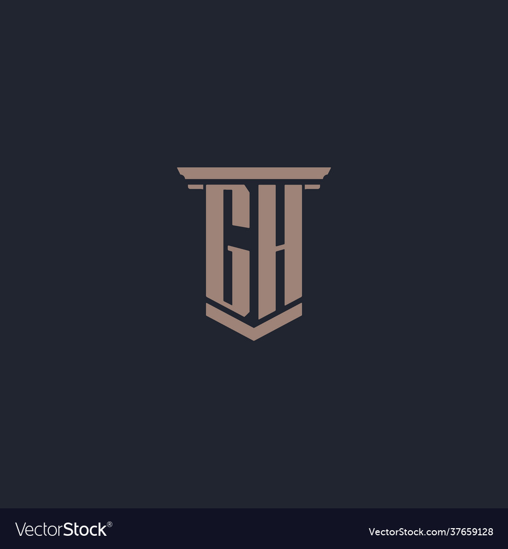 Gh initial monogram logo with pillar style design
