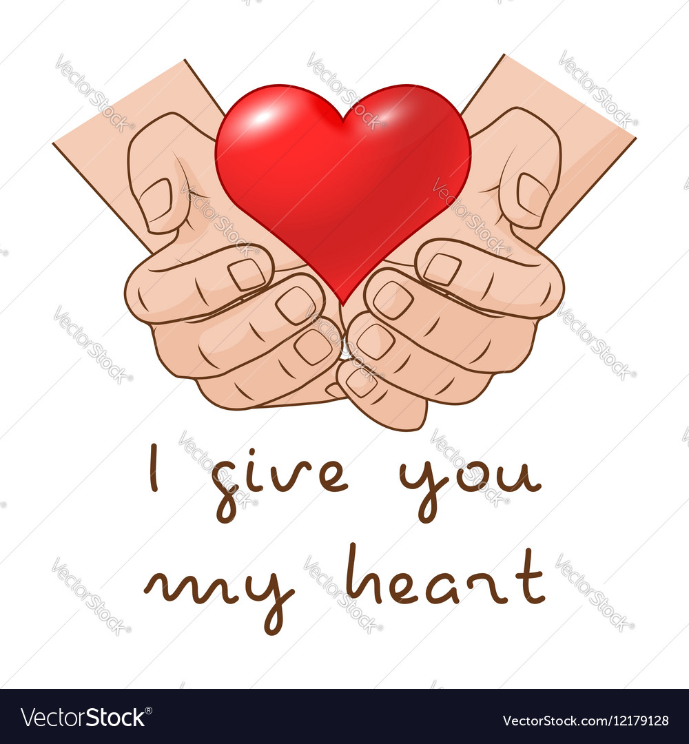 I give you my heart in hand of romantic Royalty Free Vector