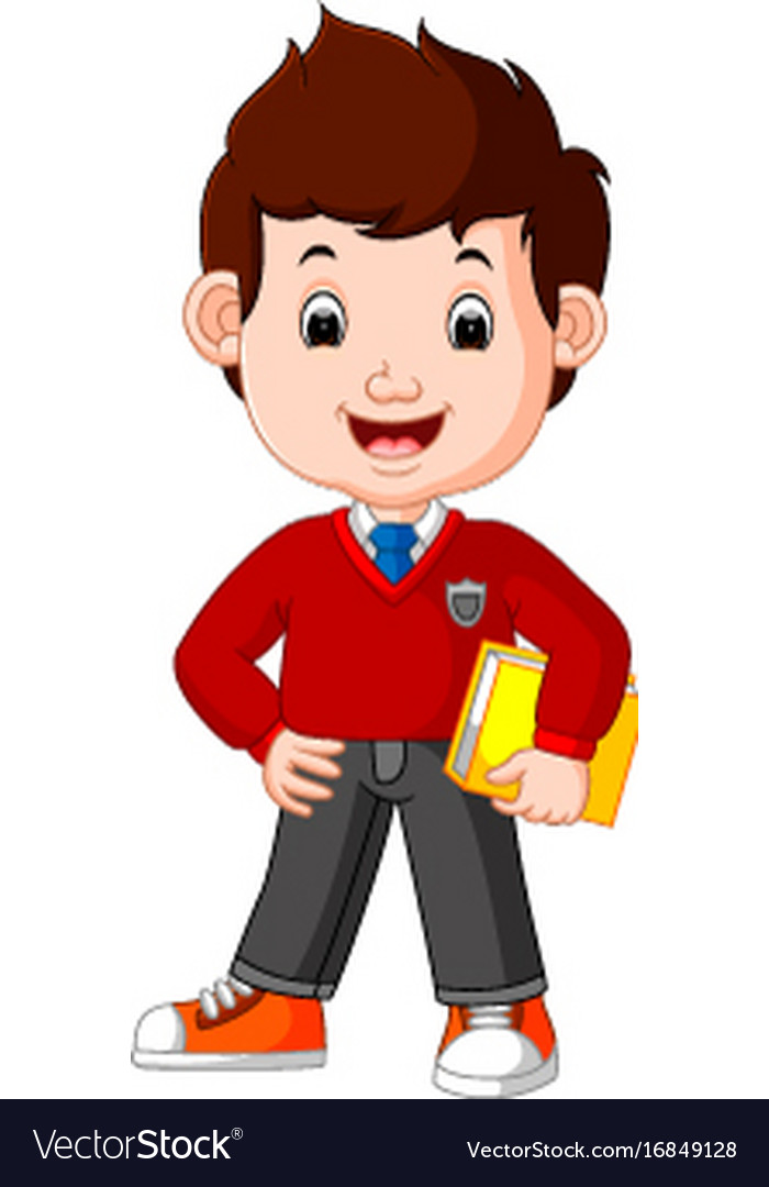 Kids boy carrying book cartoon