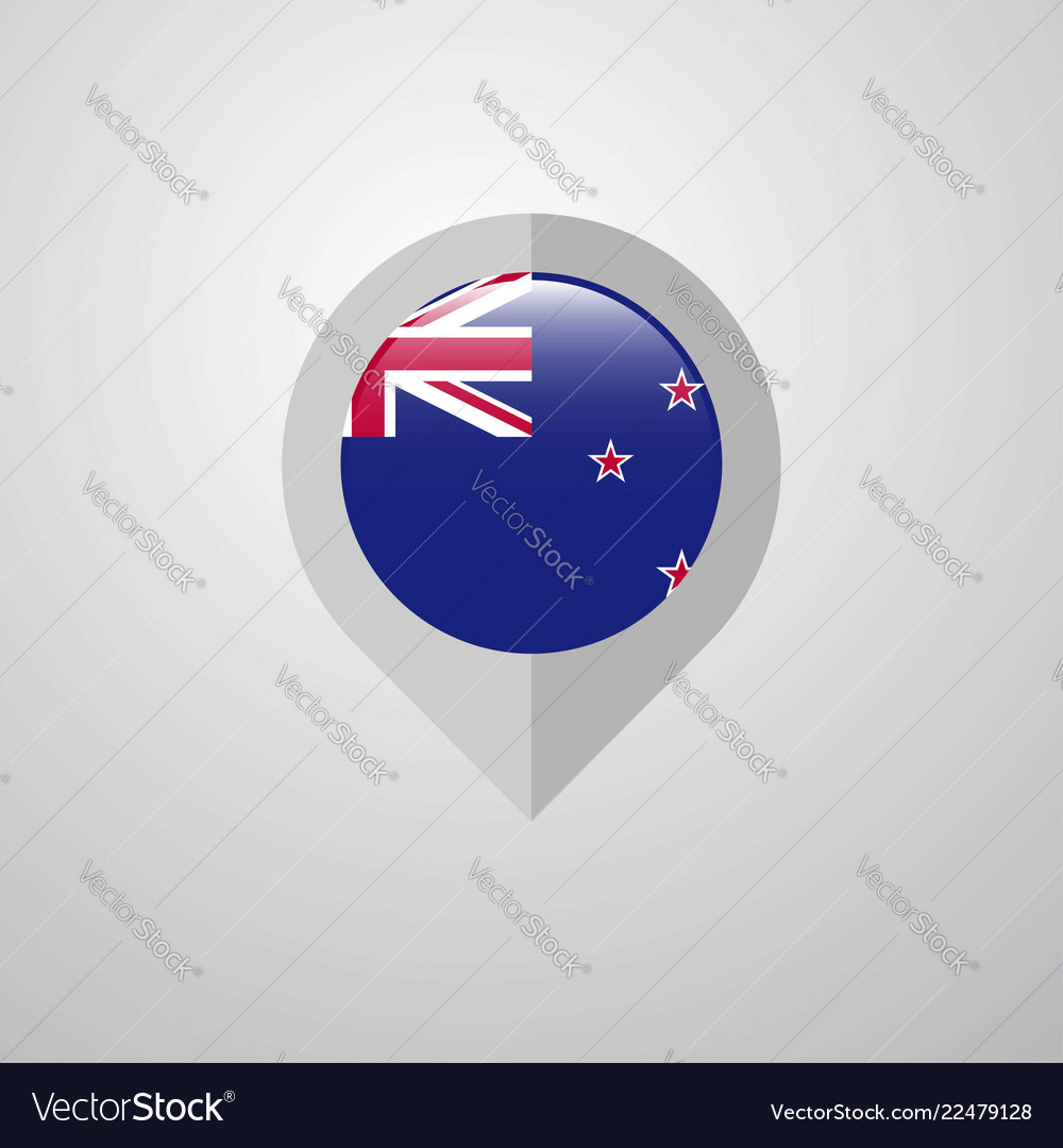 Map navigation pointer with new zealand flag