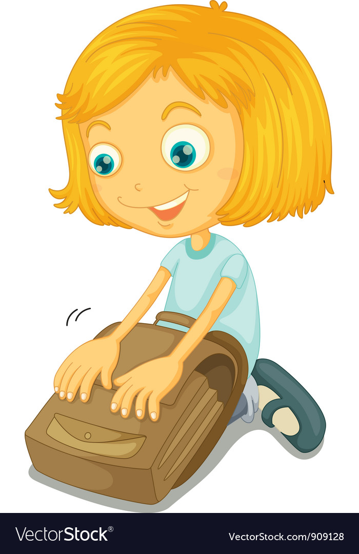 Girl Packing Bag For School Royalty Free SVG, Cliparts, Vectors