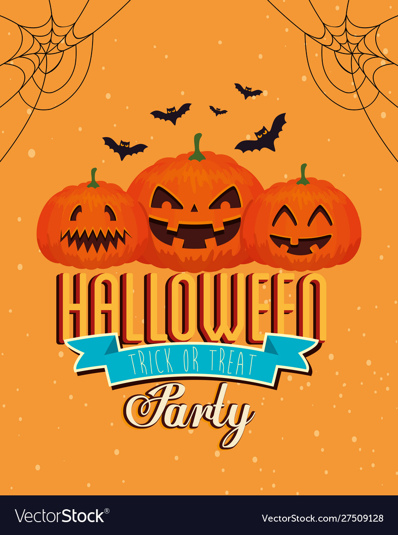 Poster party happy halloween with pumpkins Vector Image