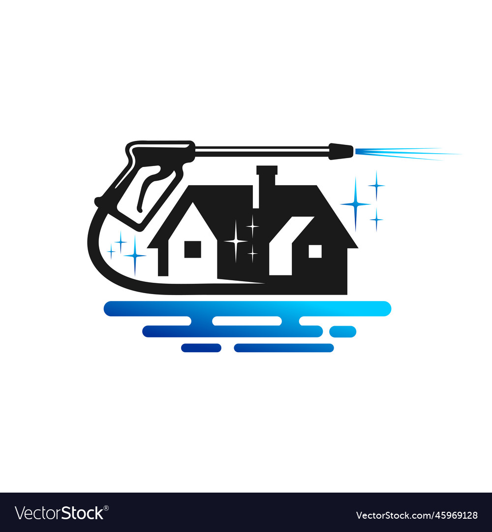 Power wash logo with home concept Royalty Free Vector Image