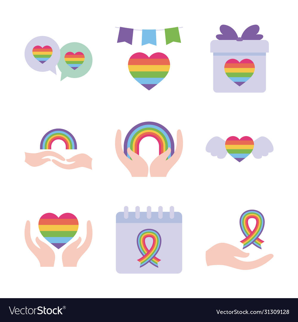 Pride day and lgtbi flat style icon set