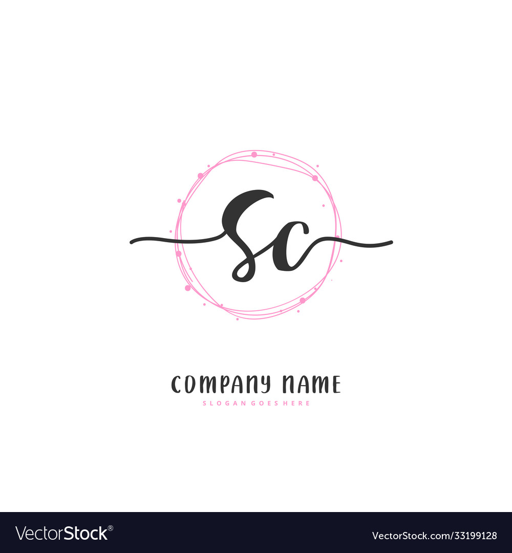 S c sc initial handwriting and signature logo vector image S c sc initial handwriting and signature logo