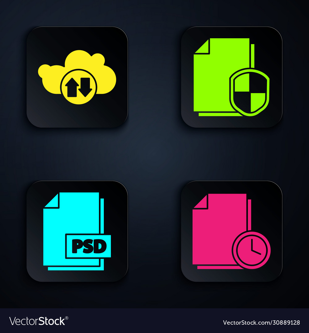 Set document with clock cloud download and upload vector image Set document with clock cloud download and upload