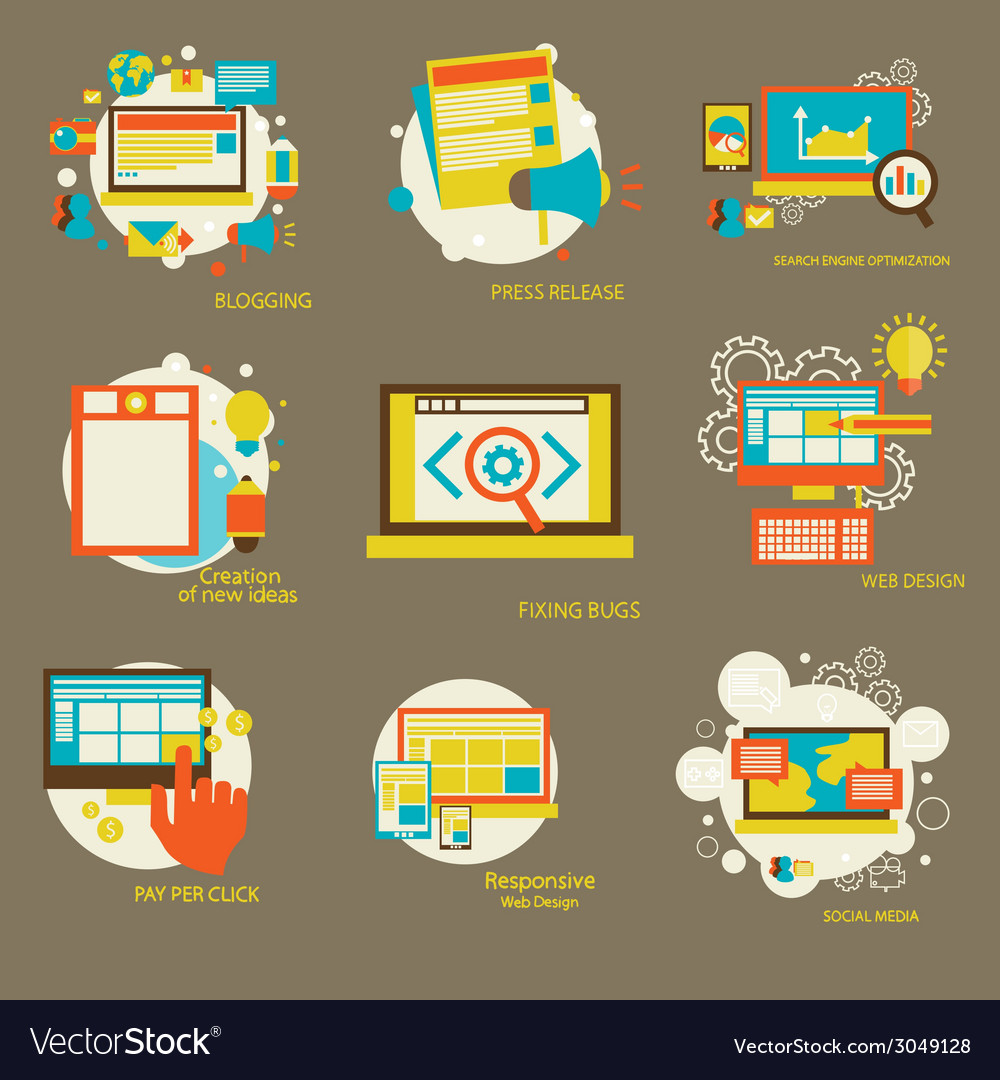 Set of flat design concept icons for web