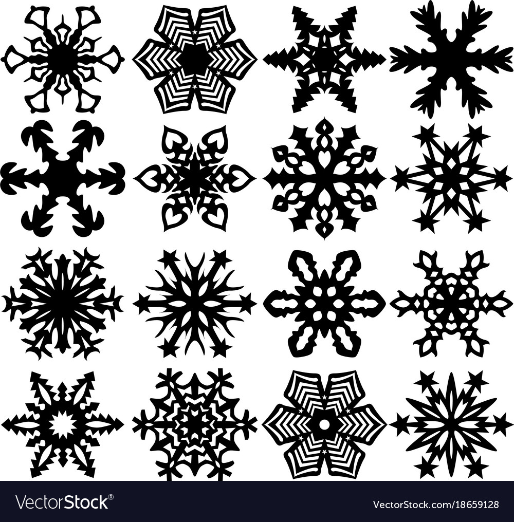 Set snowflakes icons on white background