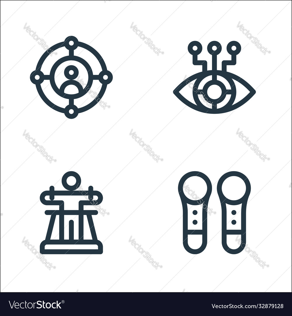 Virtual reality line icons linear set quality vector image Virtual reality line icons linear set quality