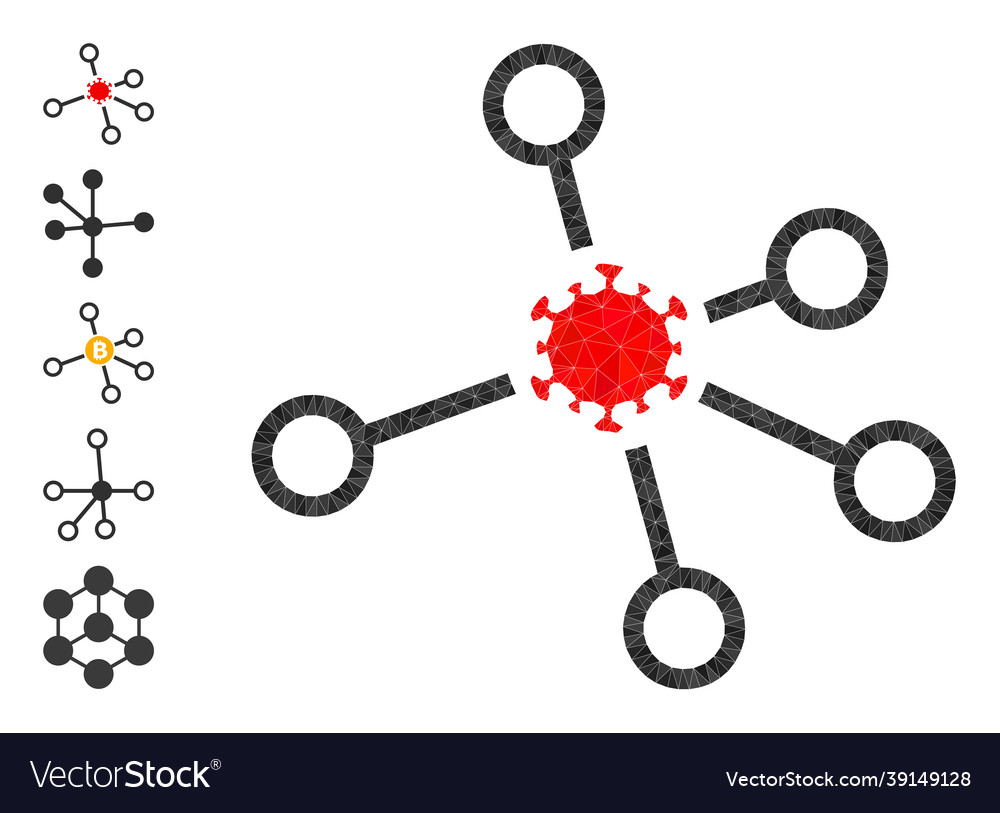 Virus node links triangle icon and other icons Vector Image Virus node links triangle icon and other icons