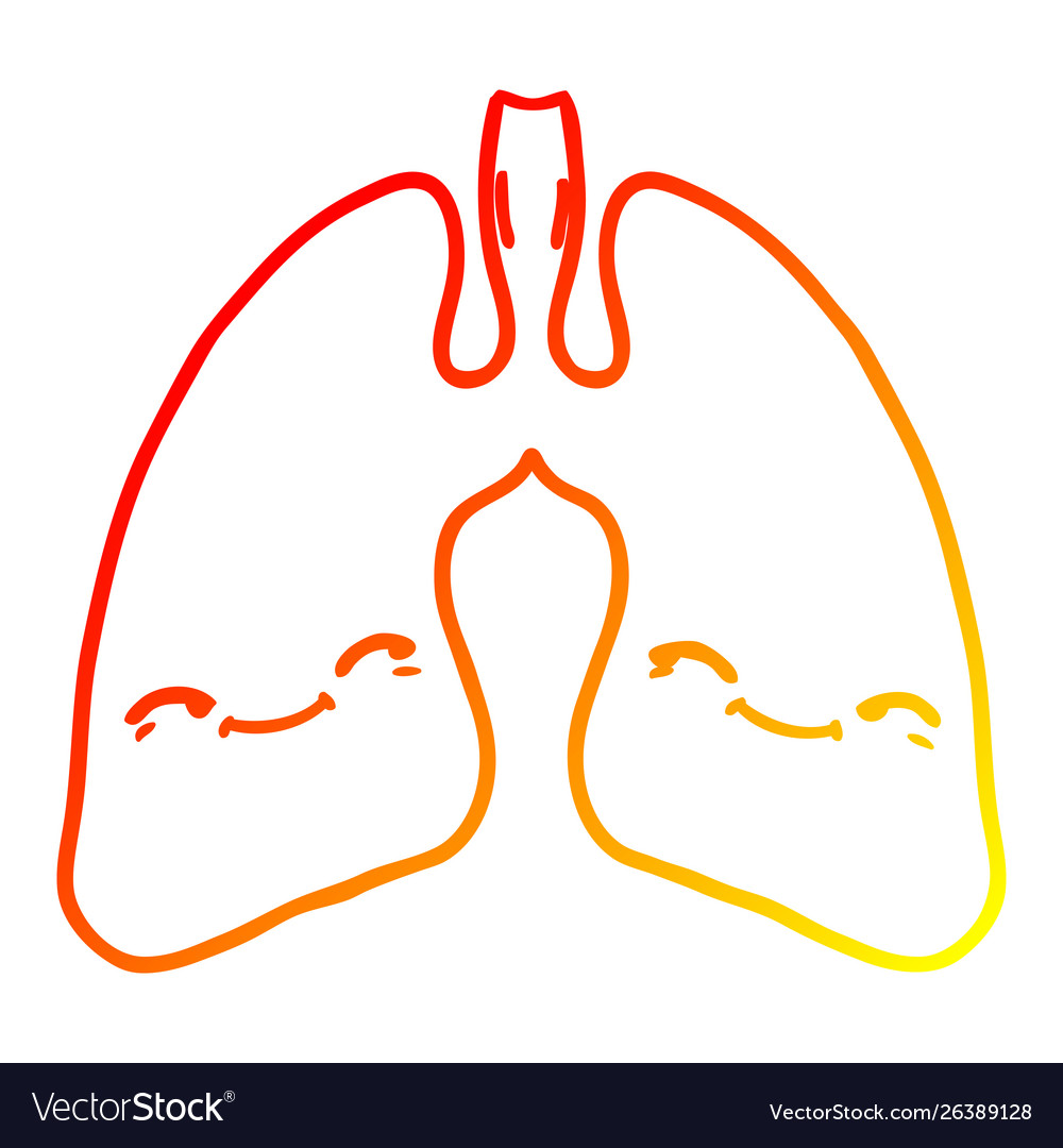 Warm gradient line drawing cartoon lungs