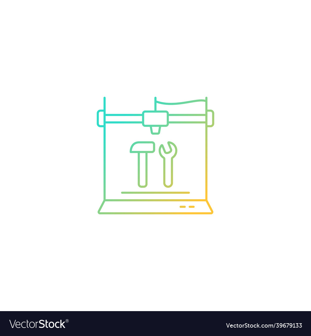 3d printed tools gradient linear icon vector image 3d printed tools gradient linear icon