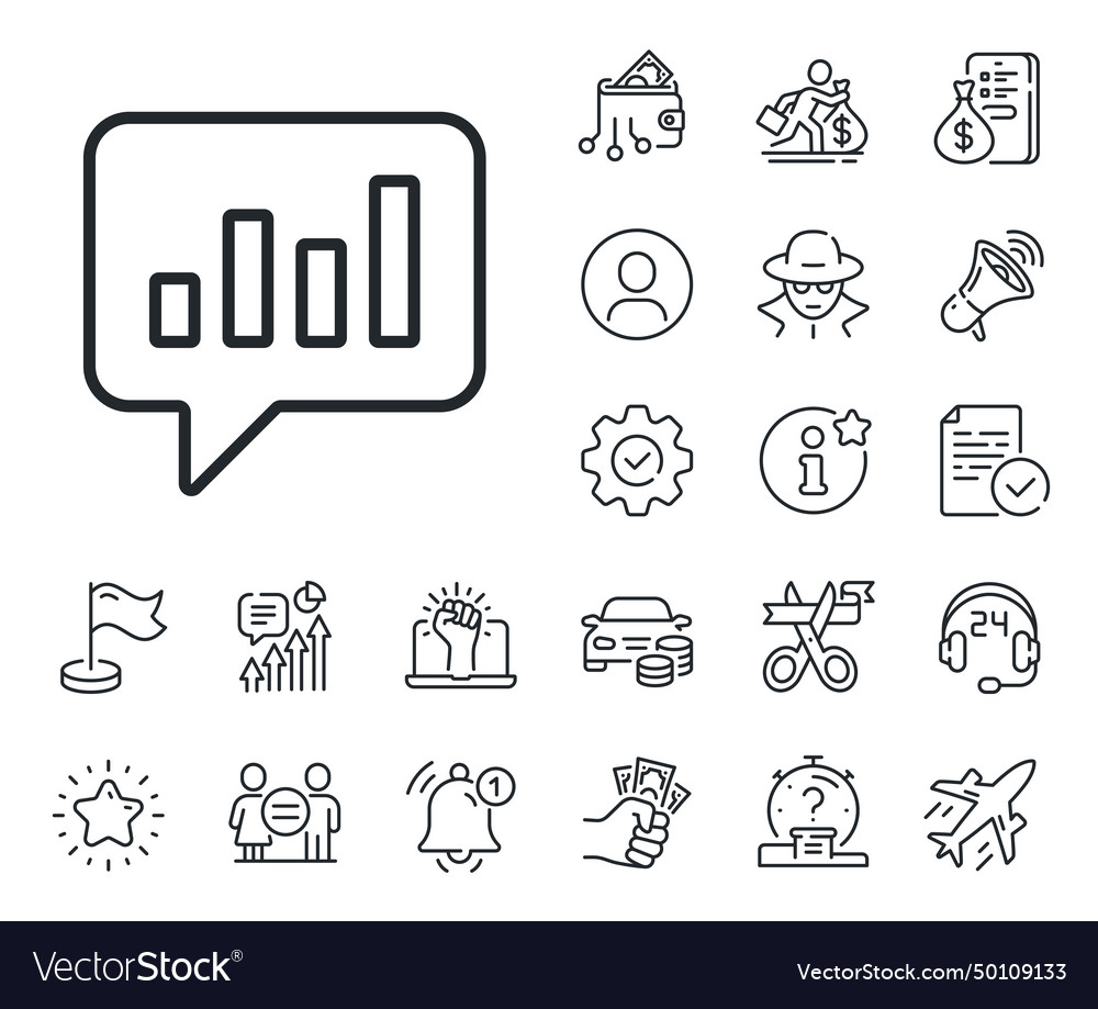 Diagrammzeilen-Icon-Bericht Diagramm in der Sprachblase vector image Diagrammzeilen-Icon-Bericht Diagramm in der Sprachblase