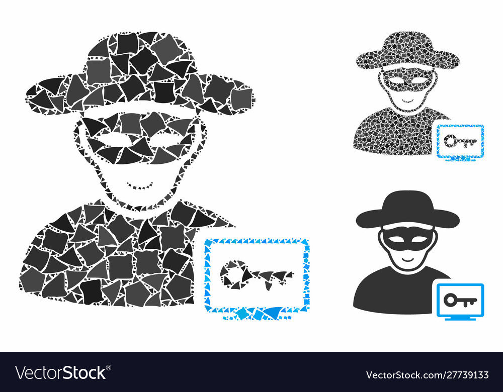 Computer hacker mosaic icon rugged parts vector image Computer hacker mosaic icon rugged parts