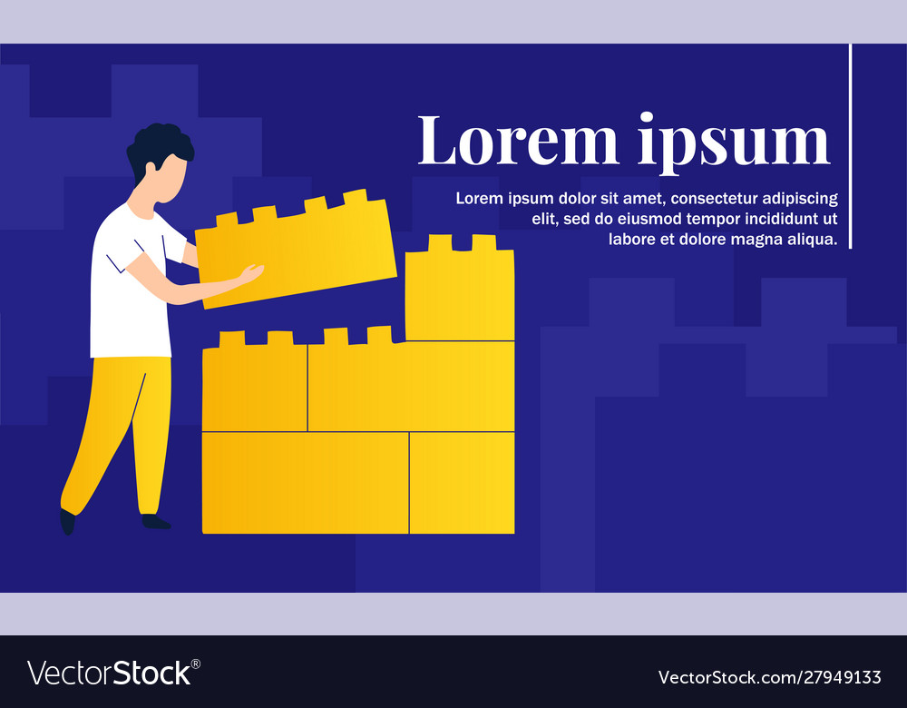 Concept man collects constructor creation vector image Concept man collects constructor creation