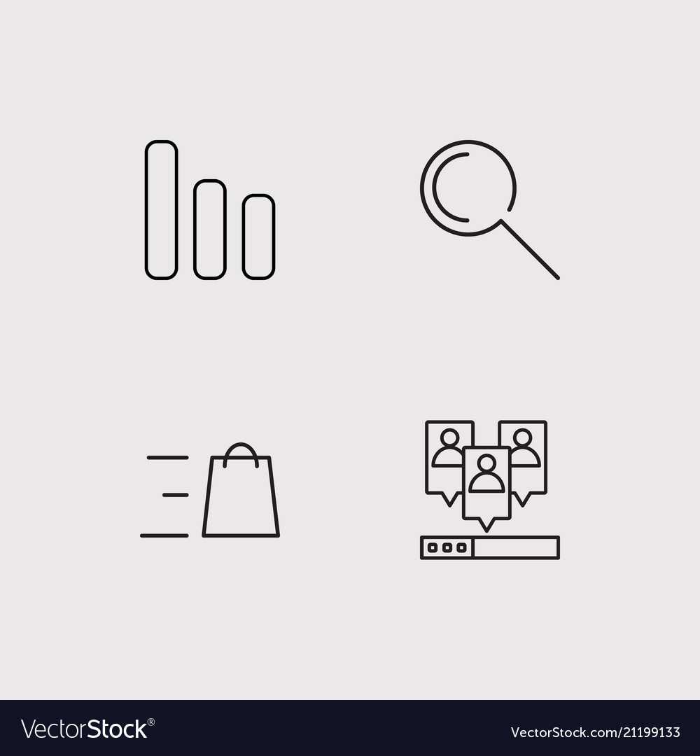 Data analytics simple linear icons set outlined