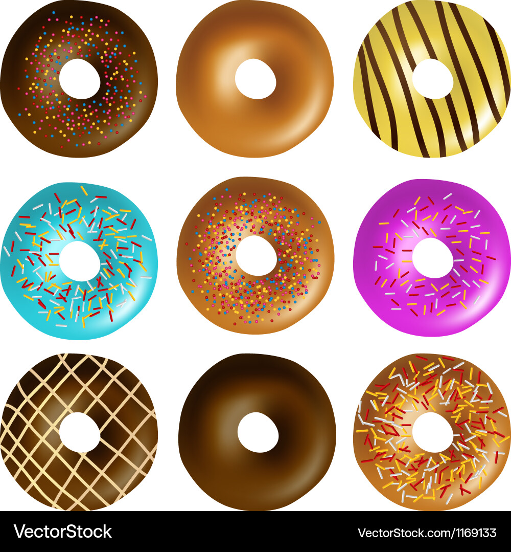 Donut set Royalty Free Vector Image - VectorStock