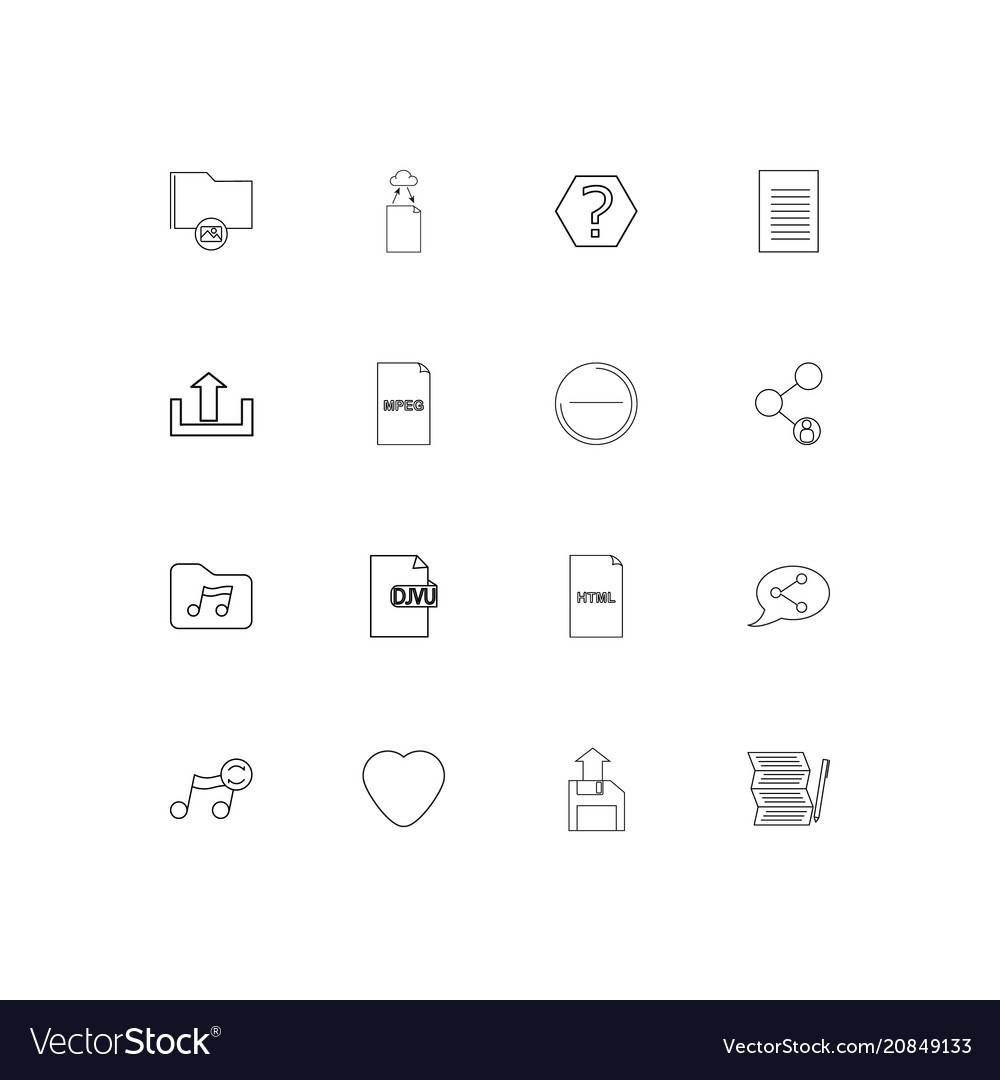 Files and folders sign linear thin icons set