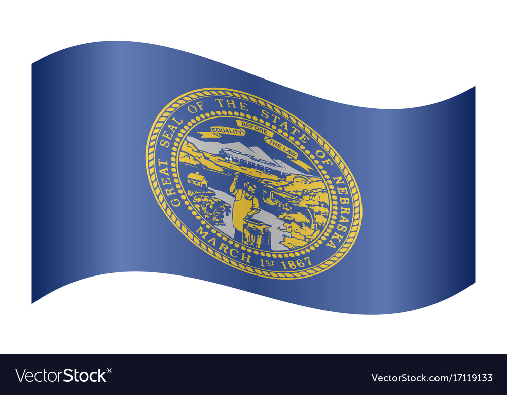 Flag of nebraska waving on white background