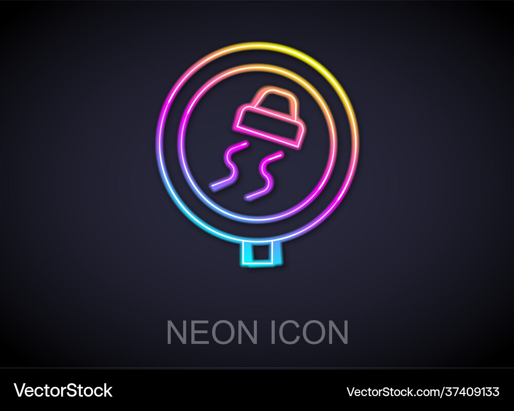 Glowing neon line slippery road traffic warning Vector Image