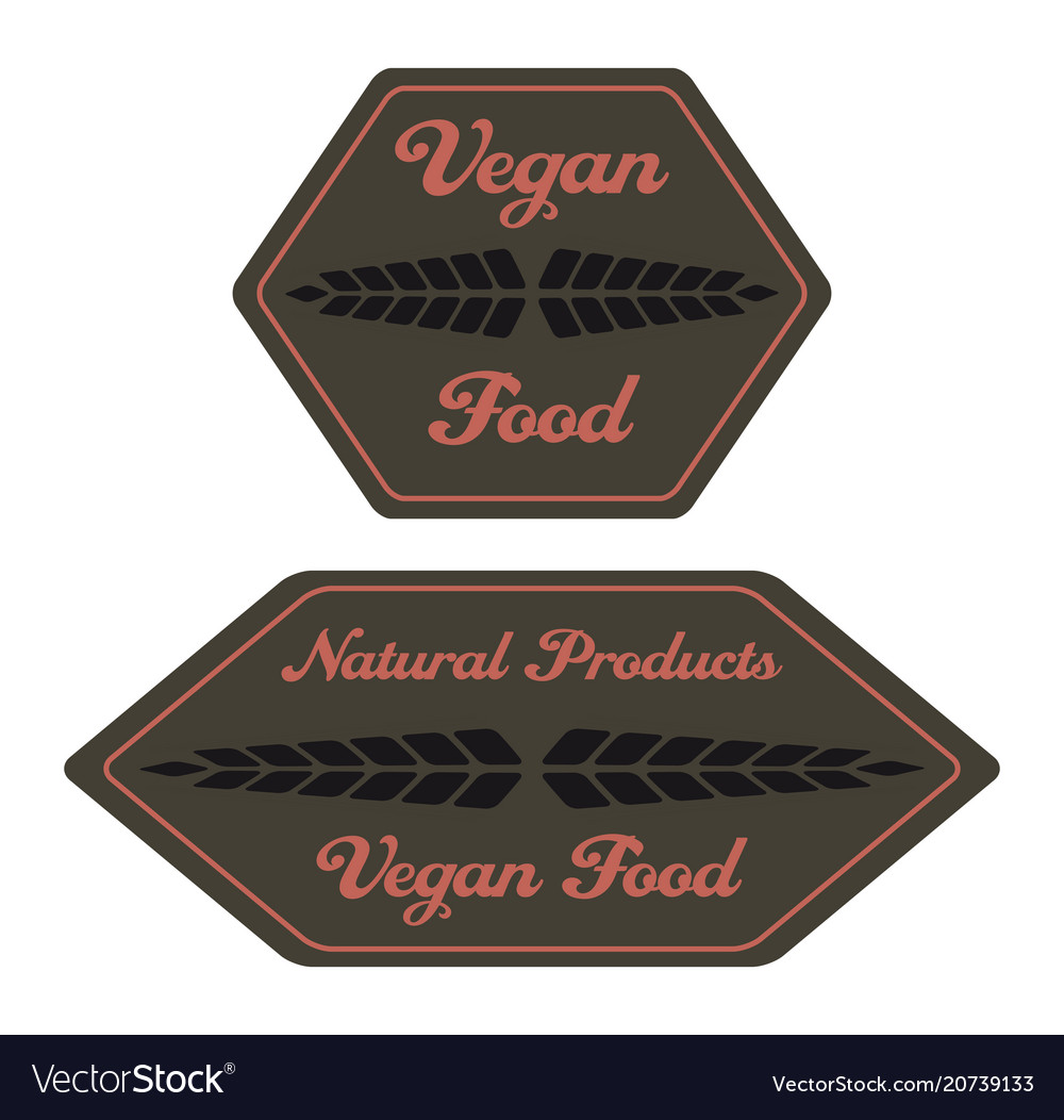 Hexagonal vegan food label with ears